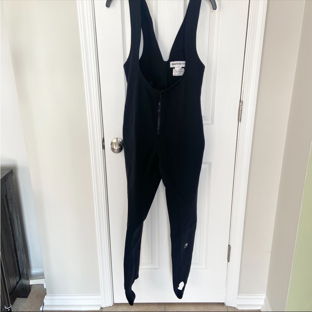 Vintage Obermeyer Women’s Ski Bib with Stirrups Size 10L Wool Blend in Black